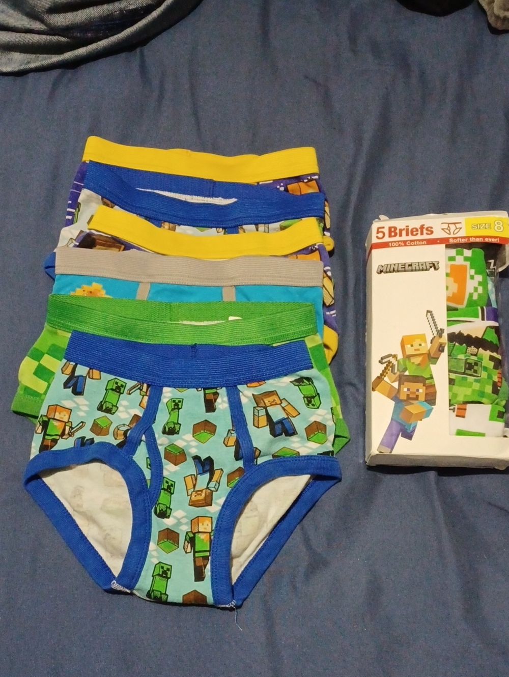 Bundle Of 11 Pairs Of Minecraft Boys' Briefs Underwear- Size 8